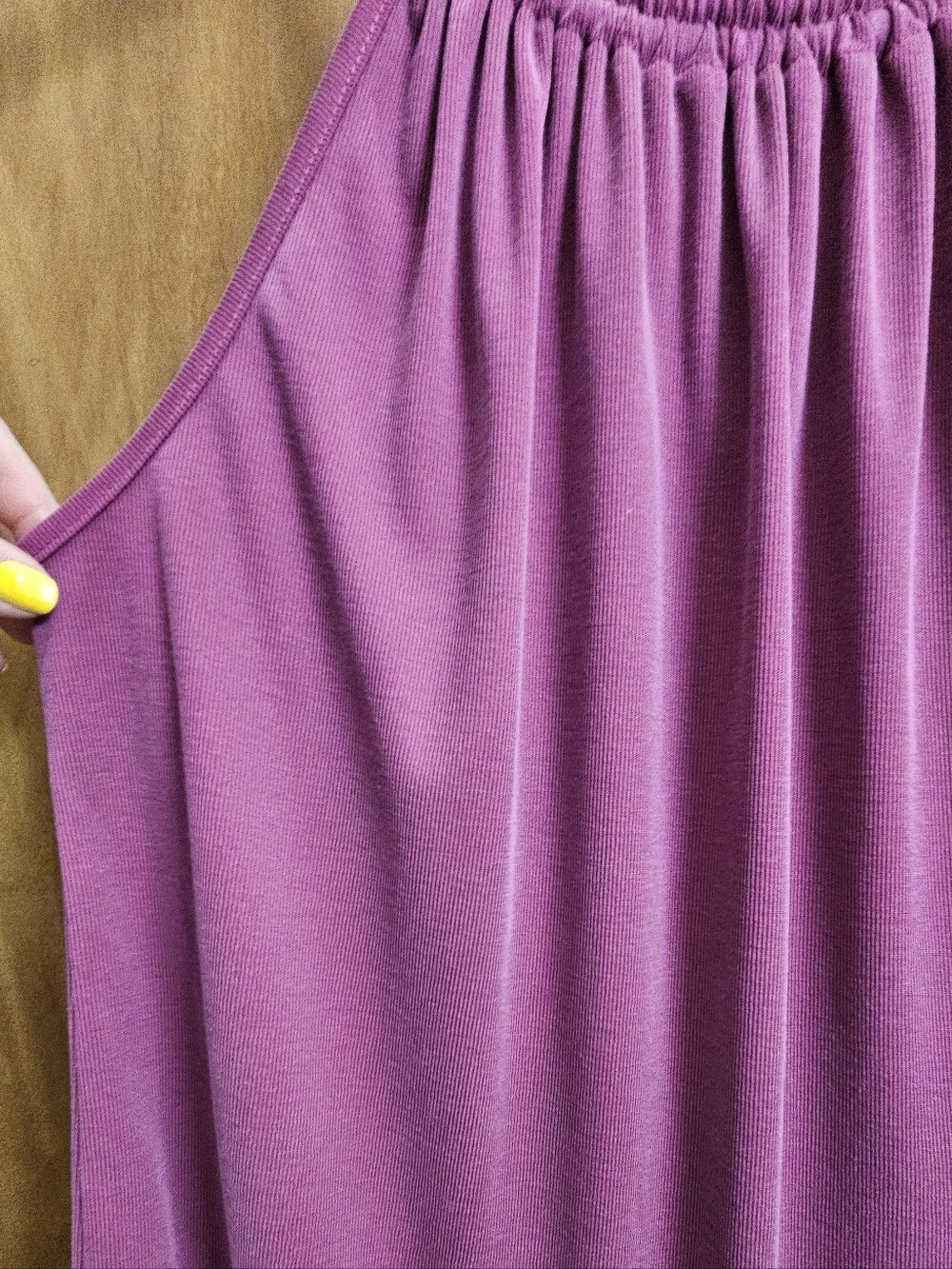Green Envelope sleeveless gathered halter top tank ribbed fuschia womens medium - Picture 3 of 8